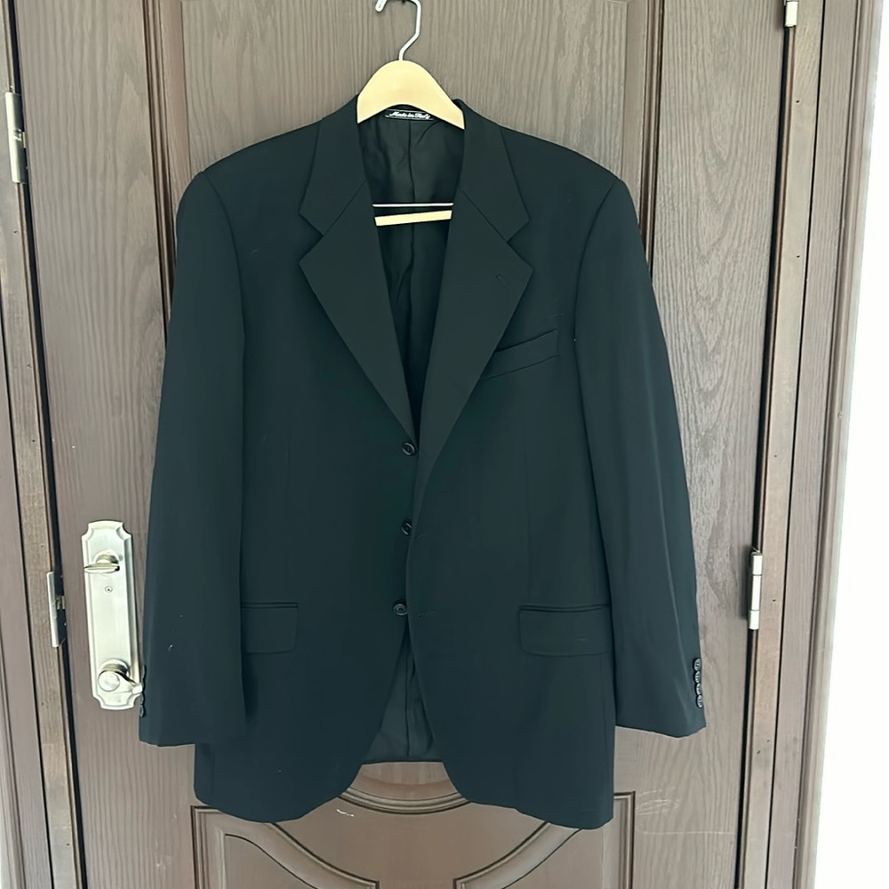 Valentino Uomo Blazer 44L Black Pure Virgin Wool Made in Italy Single Breasted